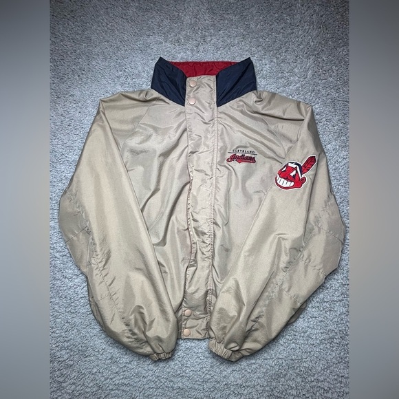 Vintage Cleveland Indians Jacket Mens Medium Chief Wahoo Mascot MLB Outerwear - Picture 2 of 11
